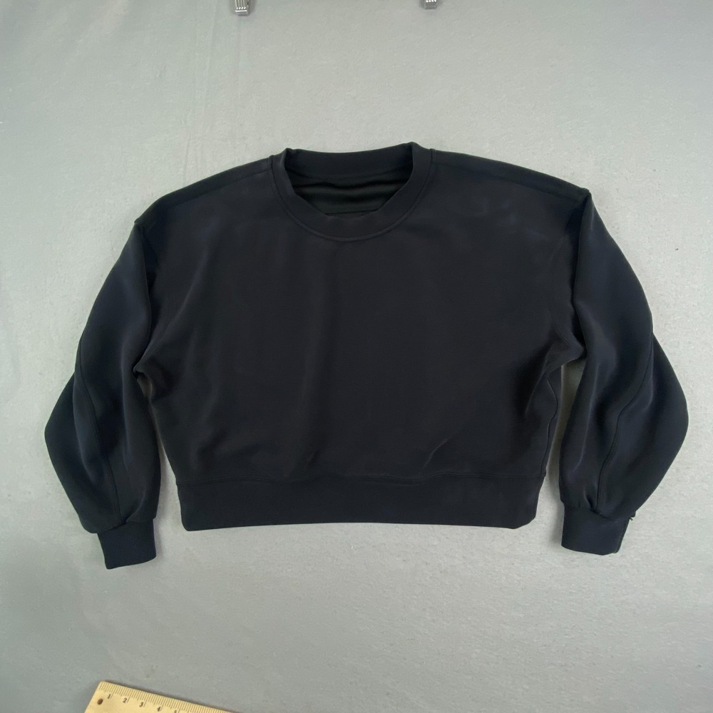 Lululemon Sweatshirt Womens 8 Black Softstreme Perfectly Oversized Cropped Crew